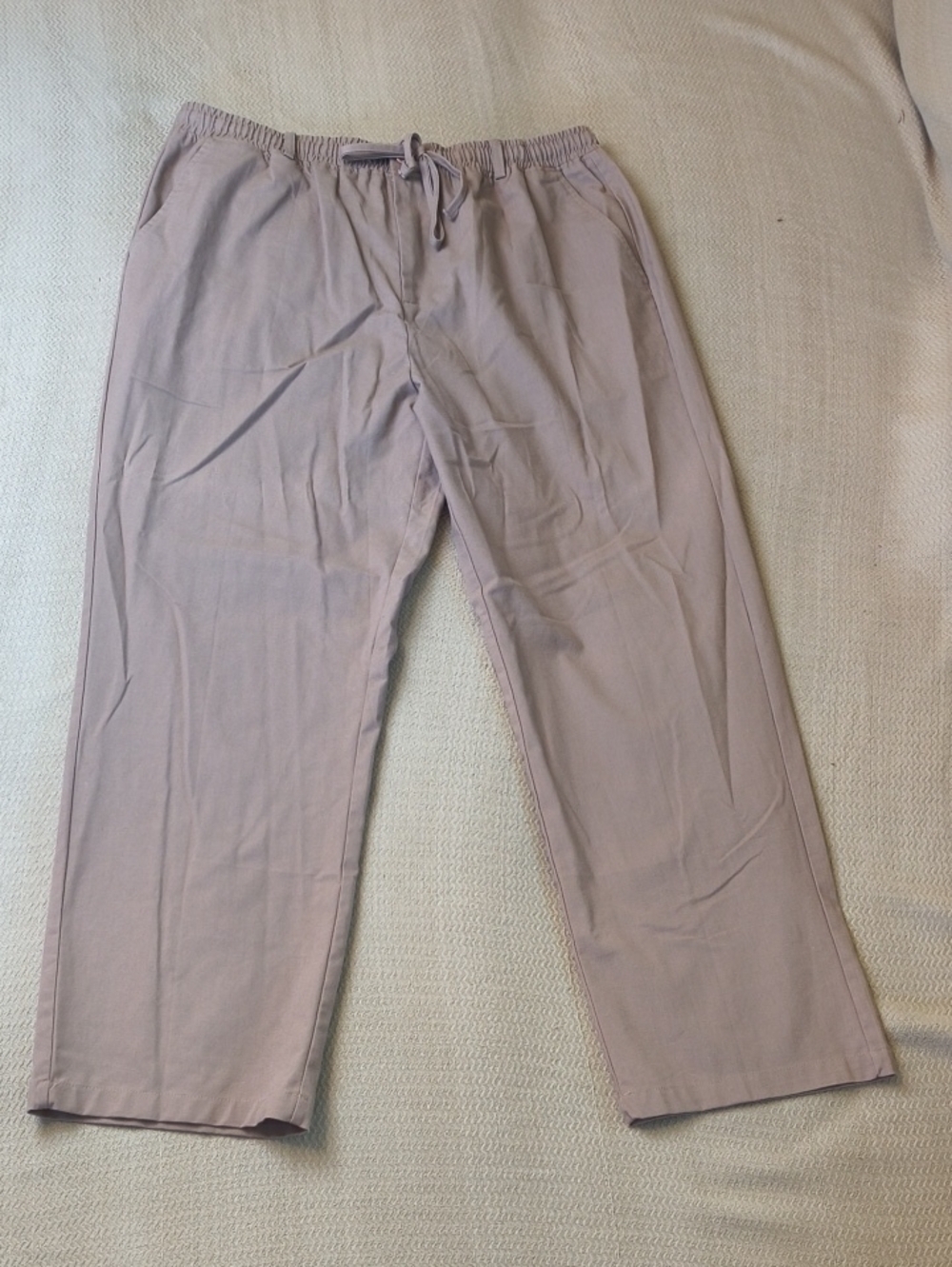 Coofandy Men's Casual Linen Blend Drawstring Pants - Light Mauve XXL